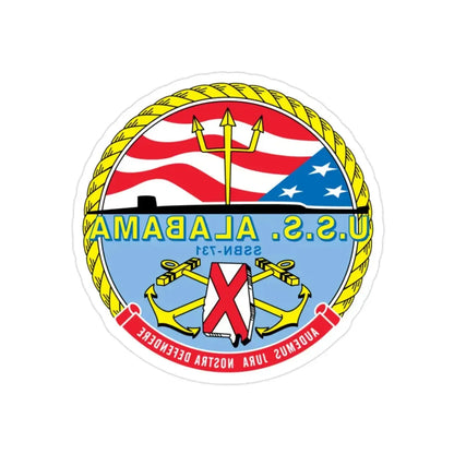 USS Alabama (U.S. Navy) REVERSE PRINT Transparent Die-Cut STICKER 2 Inch Die-Cut Transparent - The Sticker Space