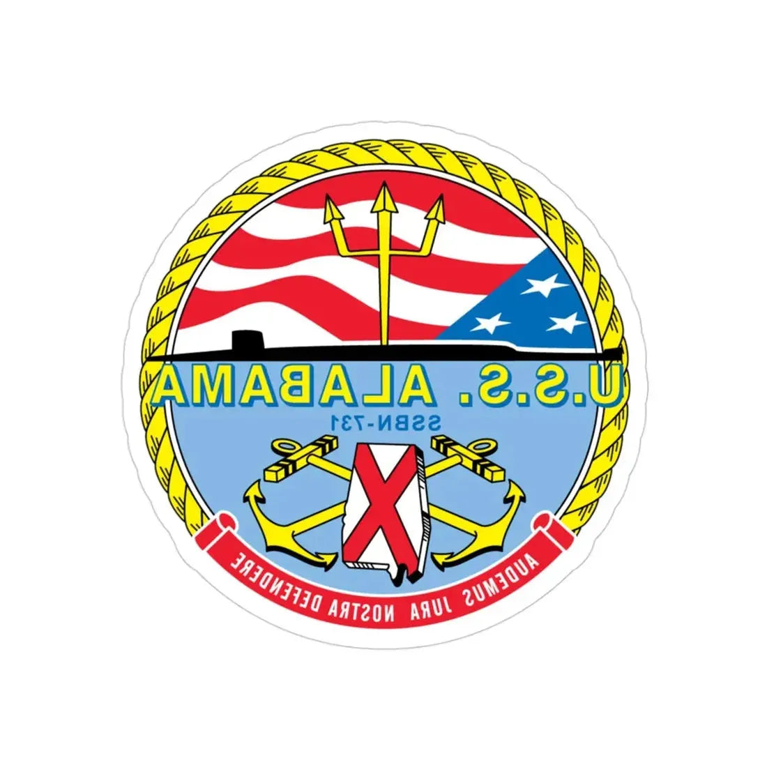USS Alabama (U.S. Navy) REVERSE PRINT Transparent Die-Cut STICKER 3 Inch Die-Cut Transparent - The Sticker Space