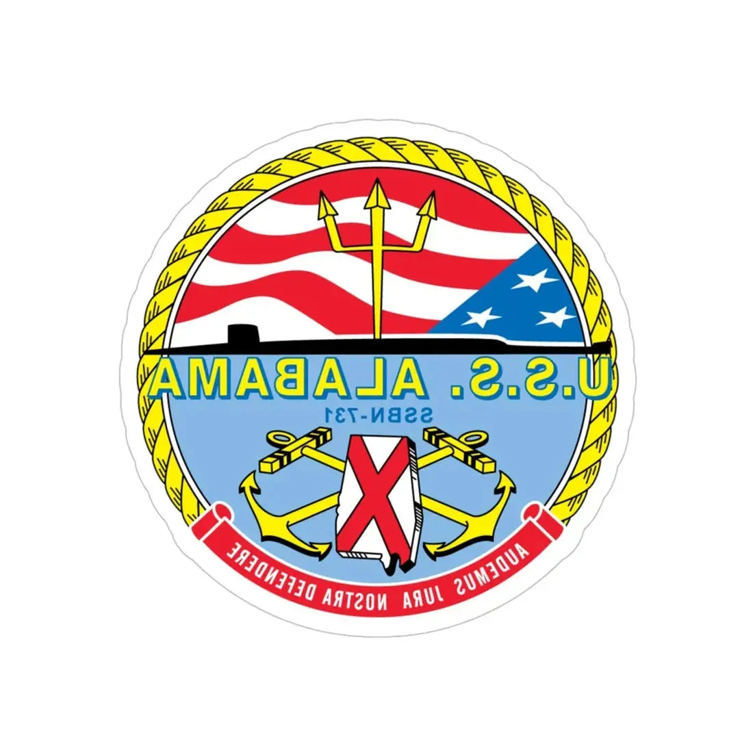 USS Alabama (U.S. Navy) REVERSE PRINT Transparent Die-Cut STICKER 4 Inch Die-Cut Transparent - The Sticker Space