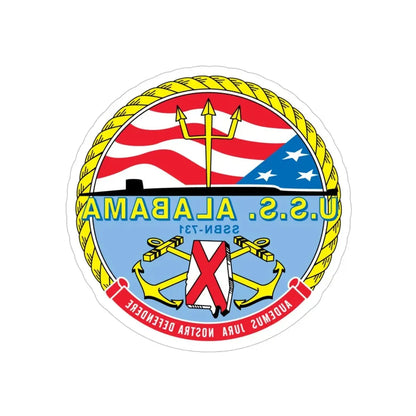 USS Alabama (U.S. Navy) REVERSE PRINT Transparent Die-Cut STICKER 4 Inch Die-Cut Transparent - The Sticker Space