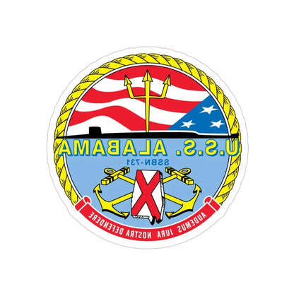 USS Alabama (U.S. Navy) REVERSE PRINT Transparent Die-Cut STICKER 5 Inch Die-Cut Transparent - The Sticker Space