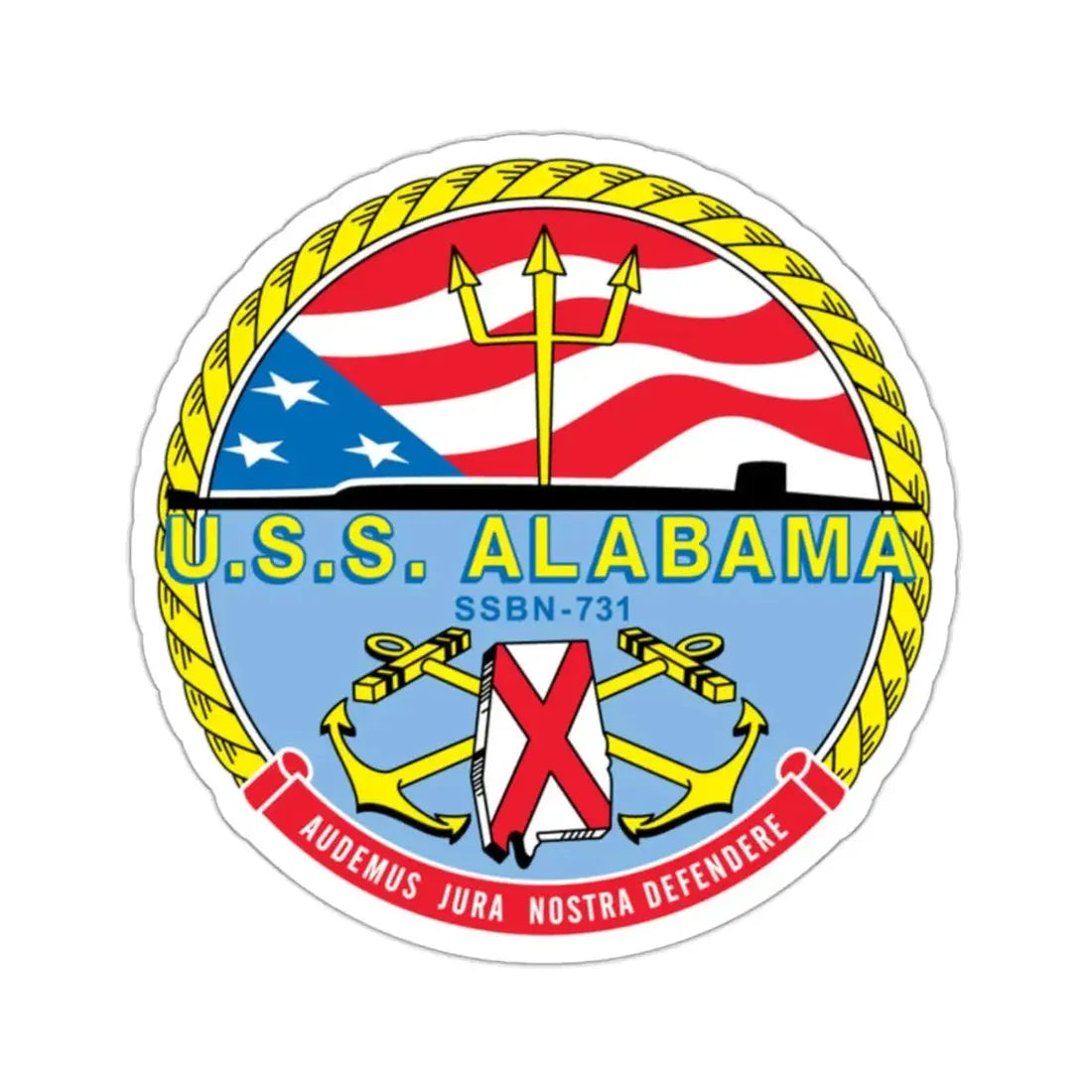 USS Alabama (U.S. Navy) STICKER Vinyl Kiss-Cut Decal 2 Inch White - The Sticker Space