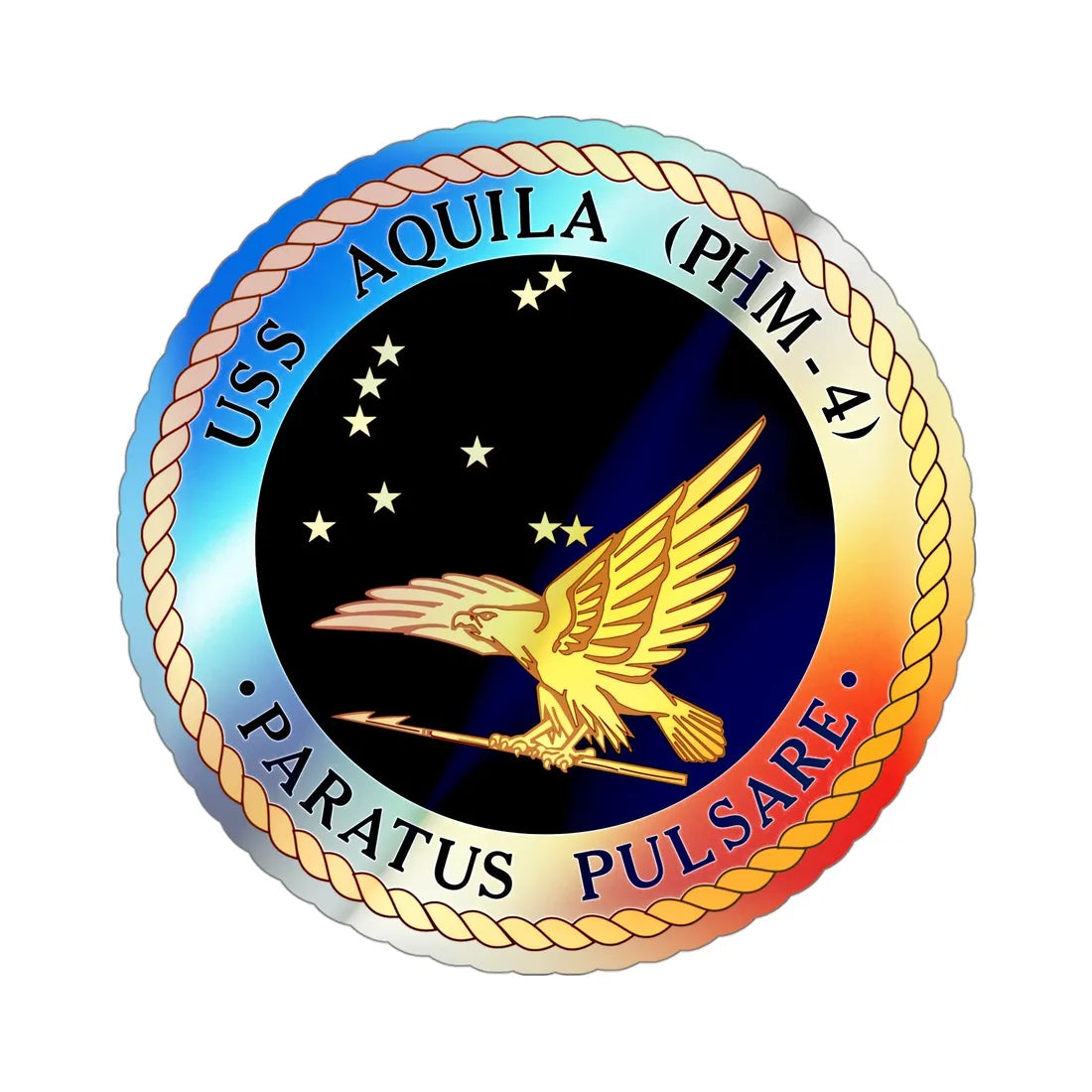 USS Aquila PHM 4 (U.S. Navy) Holographic STICKER Die-Cut Vinyl Decal 4 Inch Holographic - The Sticker Space