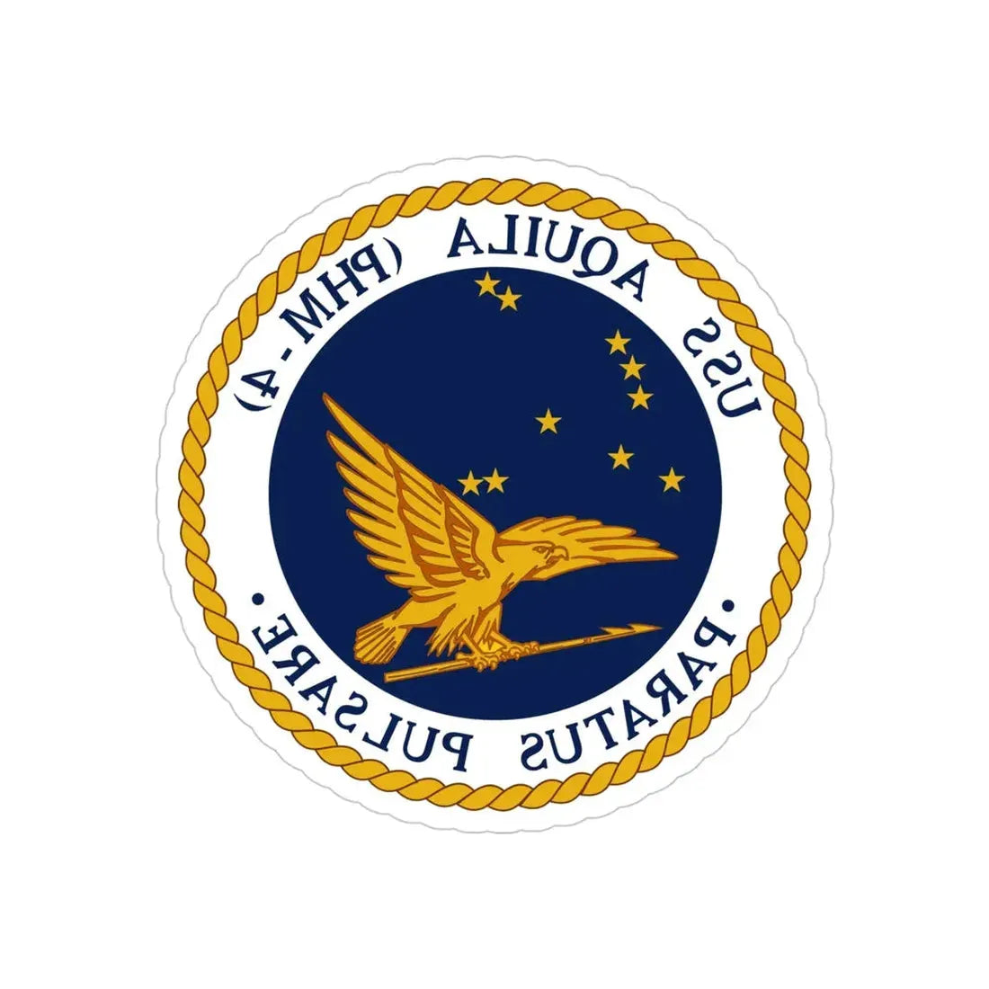 USS Aquila PHM 4 (U.S. Navy) REVERSE PRINT Transparent Die-Cut STICKER 4 Inch Die-Cut Transparent - The Sticker Space