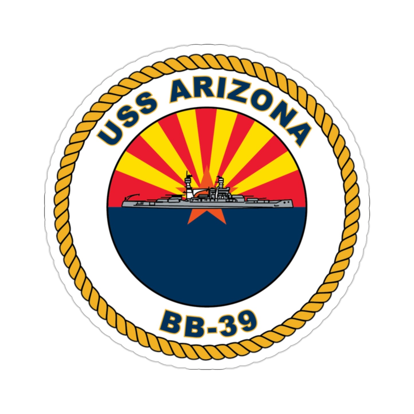 USS Arizona BB 39 (U.S. Navy) STICKER Vinyl Die-Cut Decal-2 Inch-The Sticker Space