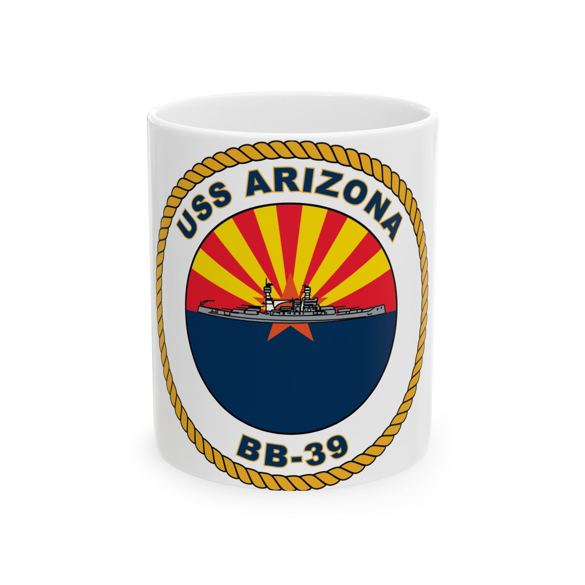 USS Arizona BB 39 (U.S. Navy) White Coffee Mug-11oz-The Sticker Space