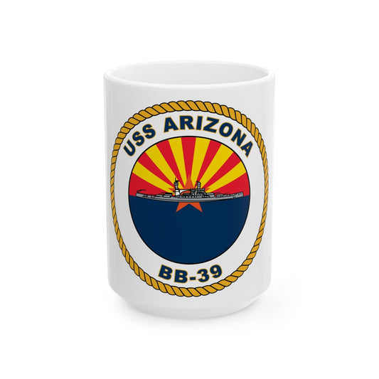 USS Arizona BB 39 (U.S. Navy) White Coffee Mug-15oz-The Sticker Space