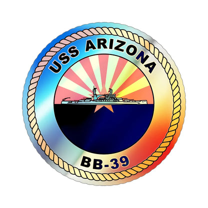 USS Arizona BB 39 (U.S. Navy) Holographic STICKER Die-Cut Vinyl Decal 5 Inch Holographic - The Sticker Space