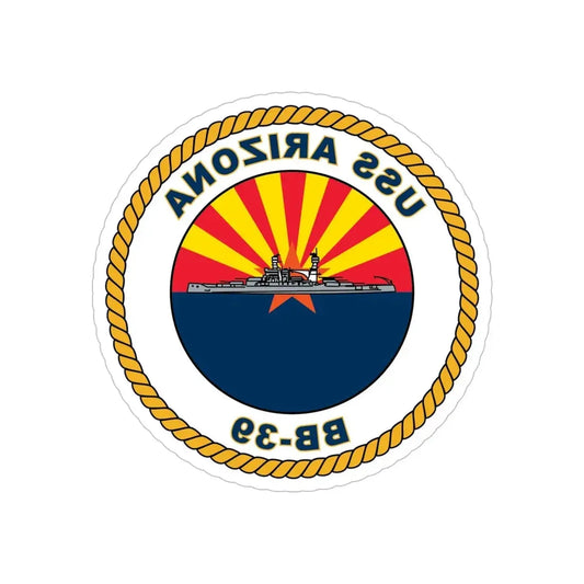 USS Arizona BB 39 (U.S. Navy) REVERSE PRINT Transparent Die-Cut STICKER 6 Inch Die-Cut Transparent - The Sticker Space