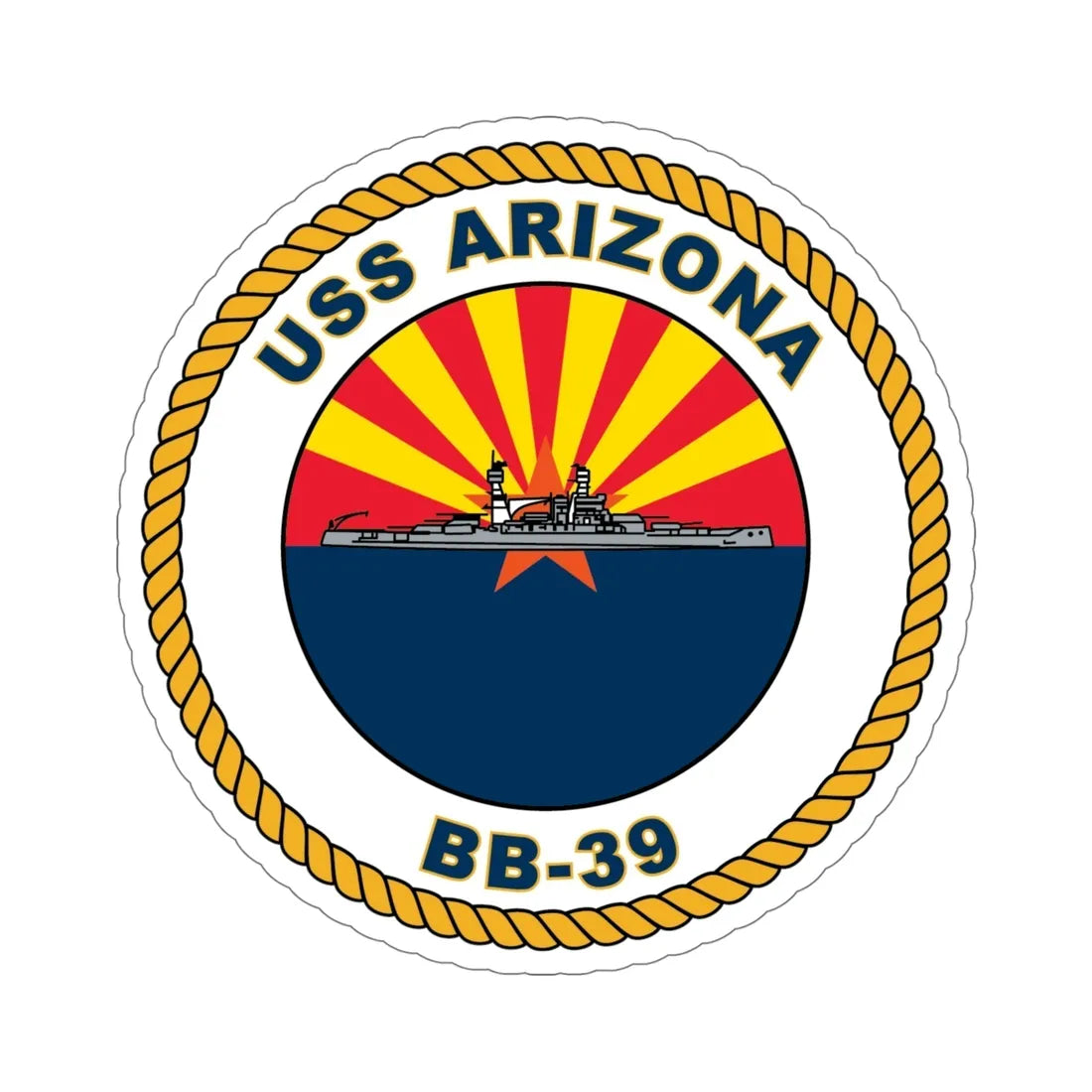 USS Arizona BB 39 (U.S. Navy) STICKER Vinyl Die-Cut Decal 5 Inch - The Sticker Space