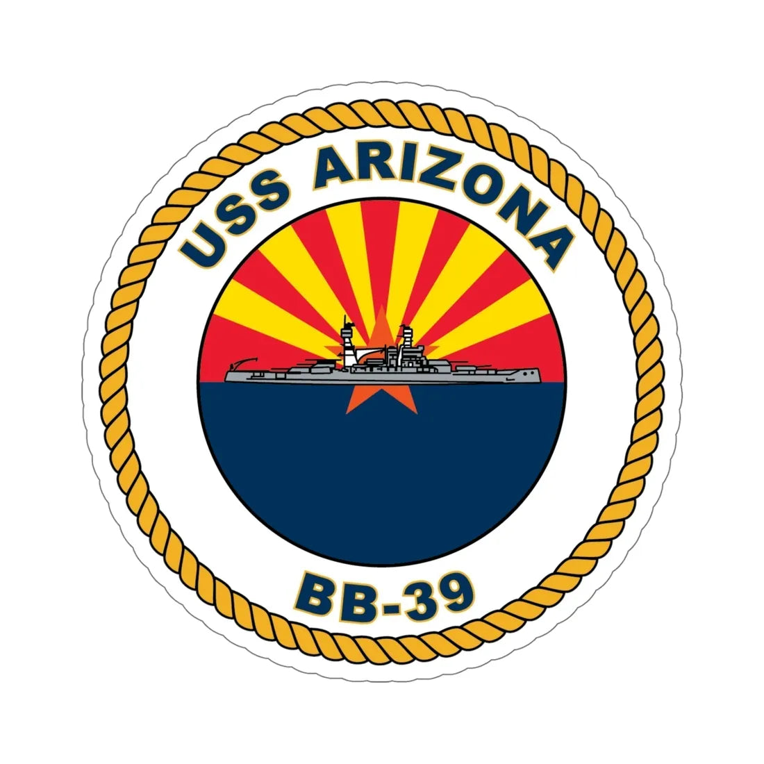 USS Arizona BB 39 (U.S. Navy) STICKER Vinyl Die-Cut Decal 6 Inch - The Sticker Space