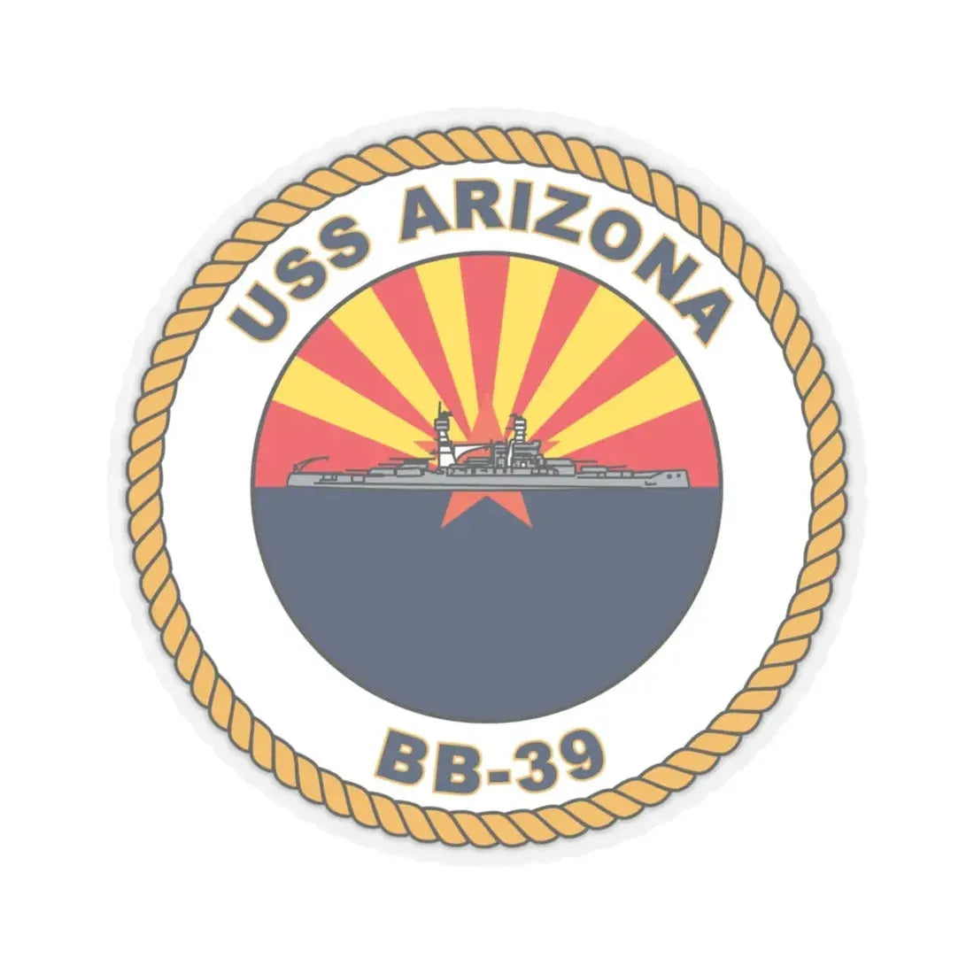 USS Arizona BB 39 (U.S. Navy) STICKER Vinyl Kiss-Cut Decal 4 Inch Transparent - The Sticker Space