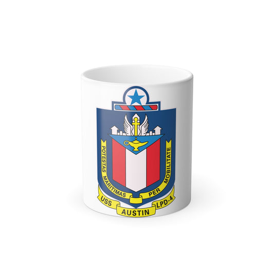 USS Austin LPD 4 Potestas Maritimas Per Mobilitate (U.S. Navy) Color Changing Mug 11oz-11oz-The Sticker Space