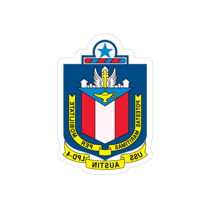 USS Austin LPD 4 Potestas Maritimas Per Mobilitate (U.S. Navy) REVERSE PRINT Transparent STICKER-2" × 2"-The Sticker Space