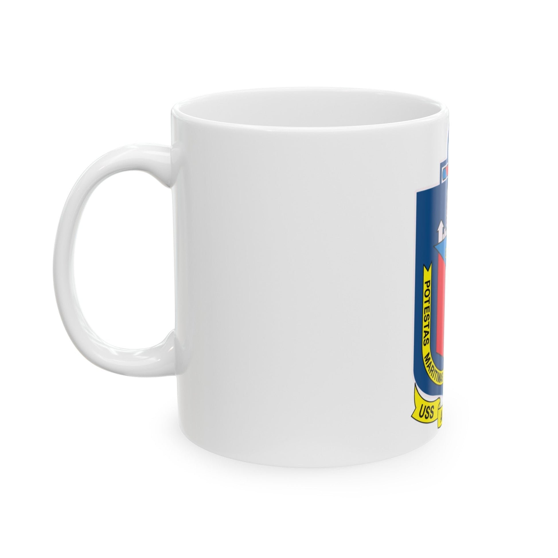 USS Austin LPD 4 Potestas Maritimas Per Mobilitate (U.S. Navy) White Coffee Mug-The Sticker Space