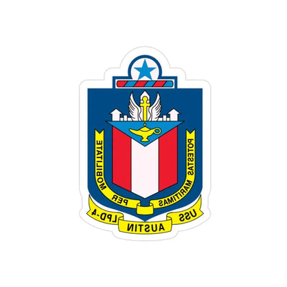 USS Austin LPD 4 Potestas Maritimas Per Mobilitate (U.S. Navy) REVERSE PRINT Transparent Die-Cut STICKER 2 Inch Die-Cut Transparent - The Sticker Space