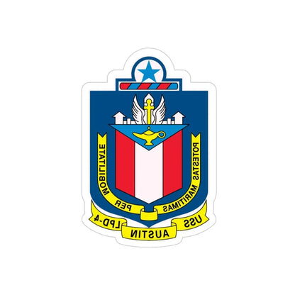 USS Austin LPD 4 Potestas Maritimas Per Mobilitate (U.S. Navy) REVERSE PRINT Transparent Die-Cut STICKER 4 Inch Die-Cut Transparent - The Sticker Space