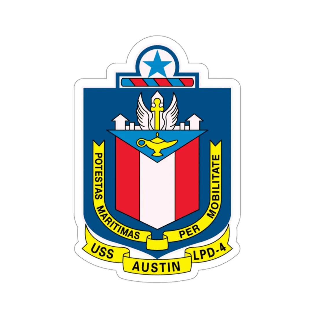 USS Austin LPD 4 Potestas Maritimas Per Mobilitate (U.S. Navy) STICKER Vinyl Die-Cut Decal 3 Inch - The Sticker Space