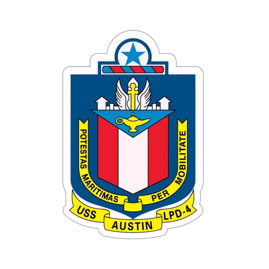 USS Austin LPD 4 Potestas Maritimas Per Mobilitate (U.S. Navy) STICKER Vinyl Die-Cut Decal 6 Inch - The Sticker Space