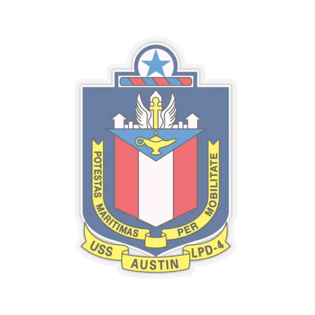 USS Austin LPD 4 Potestas Maritimas Per Mobilitate (U.S. Navy) STICKER Vinyl Kiss-Cut Decal 2 Inch Transparent - The Sticker Space