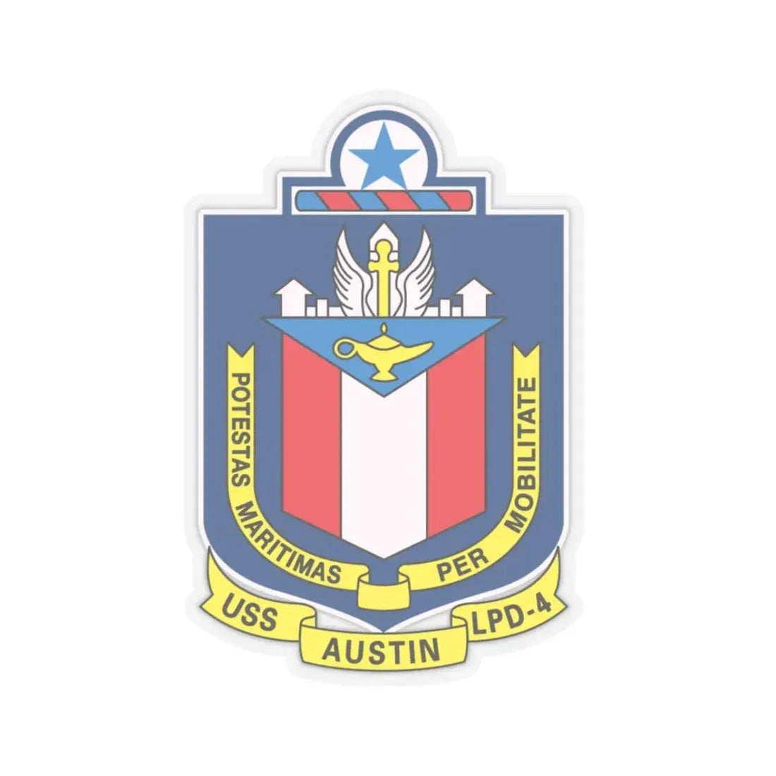 USS Austin LPD 4 Potestas Maritimas Per Mobilitate (U.S. Navy) STICKER Vinyl Kiss-Cut Decal 3 Inch Transparent - The Sticker Space