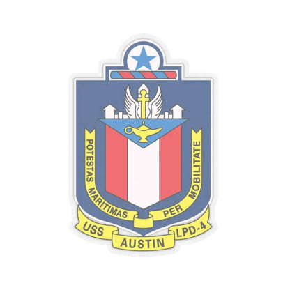 USS Austin LPD 4 Potestas Maritimas Per Mobilitate (U.S. Navy) STICKER Vinyl Kiss-Cut Decal 4 Inch Transparent - The Sticker Space