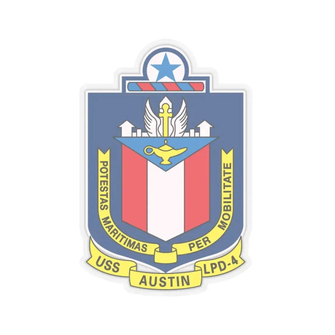 USS Austin LPD 4 Potestas Maritimas Per Mobilitate (U.S. Navy) STICKER Vinyl Kiss-Cut Decal 6 Inch Transparent - The Sticker Space