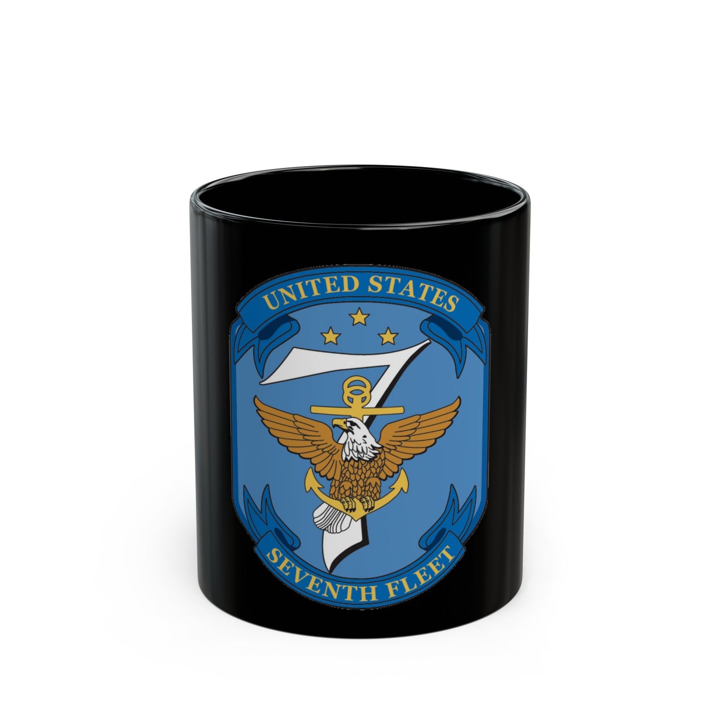 USS Blue Ridge Seventh Fleet (U.S. Navy) Black Coffee Mug-11oz-The Sticker Space