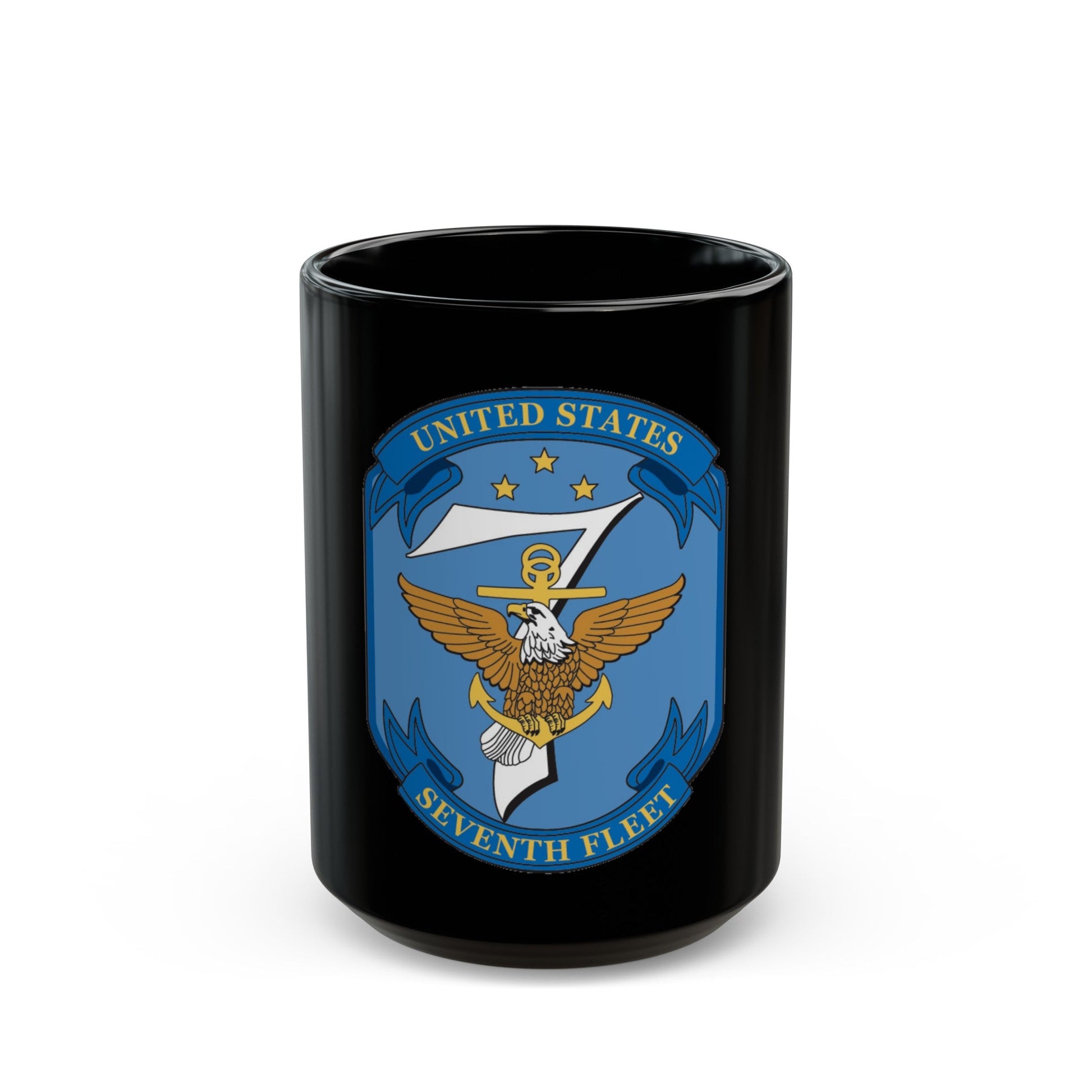 USS Blue Ridge Seventh Fleet (U.S. Navy) Black Coffee Mug-15oz-The Sticker Space