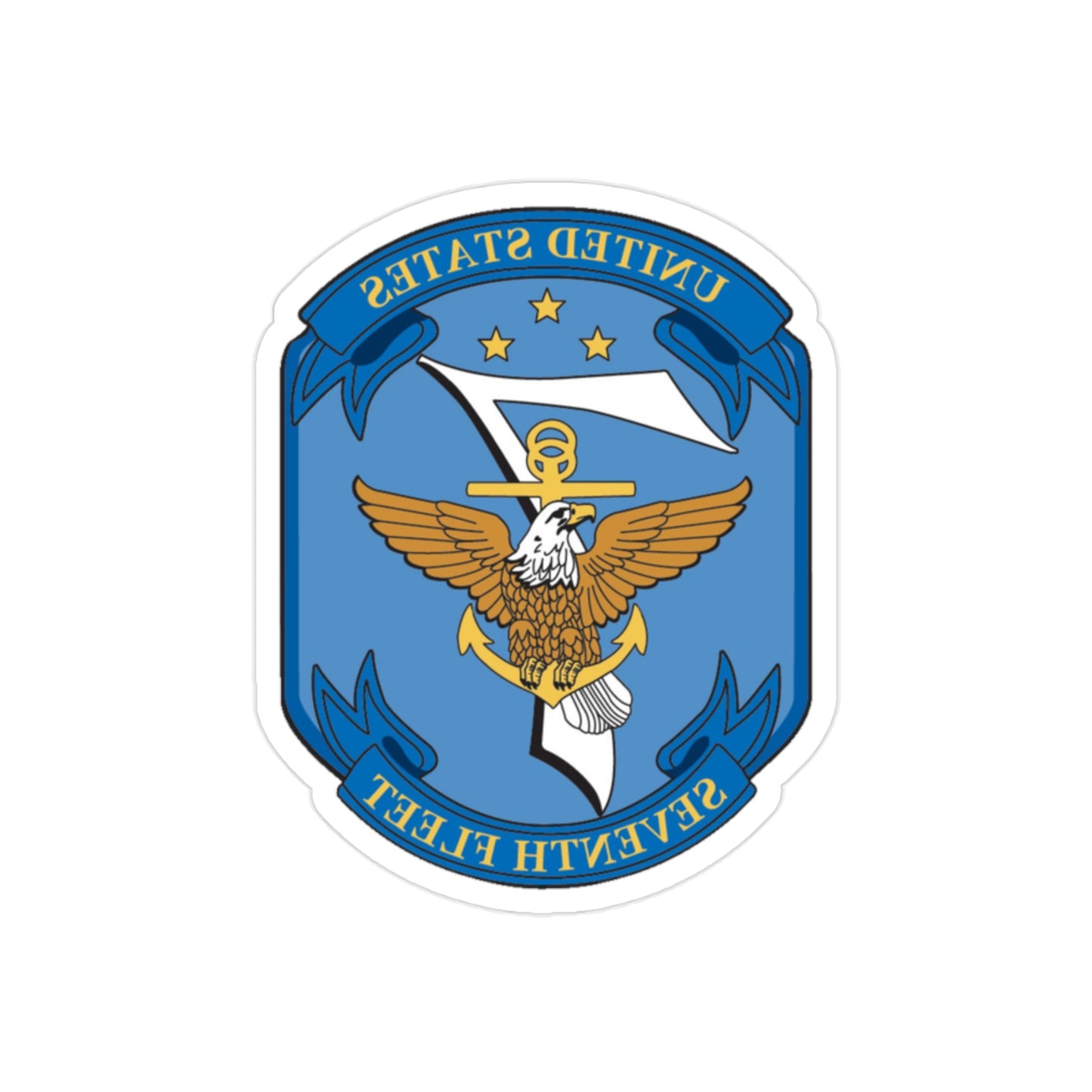 USS Blue Ridge Seventh Fleet (U.S. Navy) REVERSE PRINT Transparent STICKER-2" × 2"-The Sticker Space