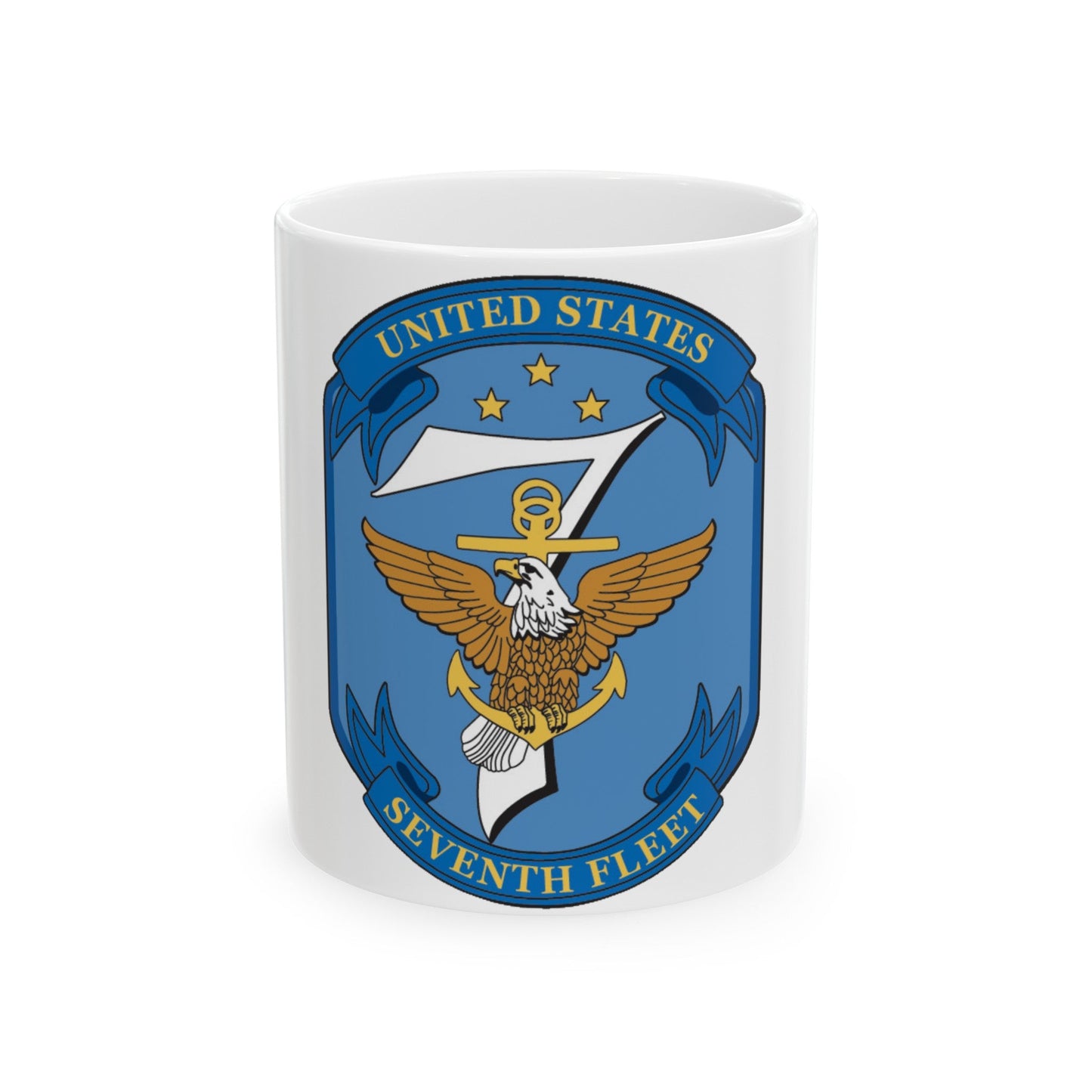 USS Blue Ridge Seventh Fleet (U.S. Navy) White Coffee Mug-11oz-The Sticker Space