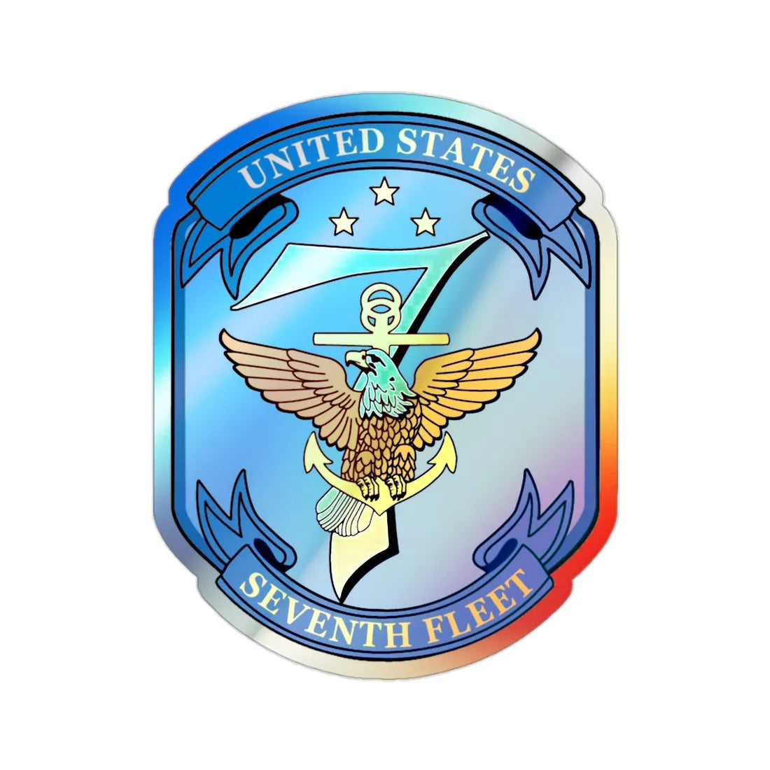 USS Blue Ridge Seventh Fleet (U.S. Navy) Holographic STICKER Die-Cut Vinyl Decal 2 Inch Holographic - The Sticker Space