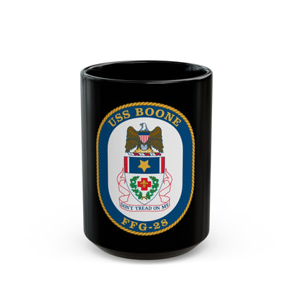 USS Boone FFG 28 (U.S. Navy) Black Coffee Mug-15oz-The Sticker Space