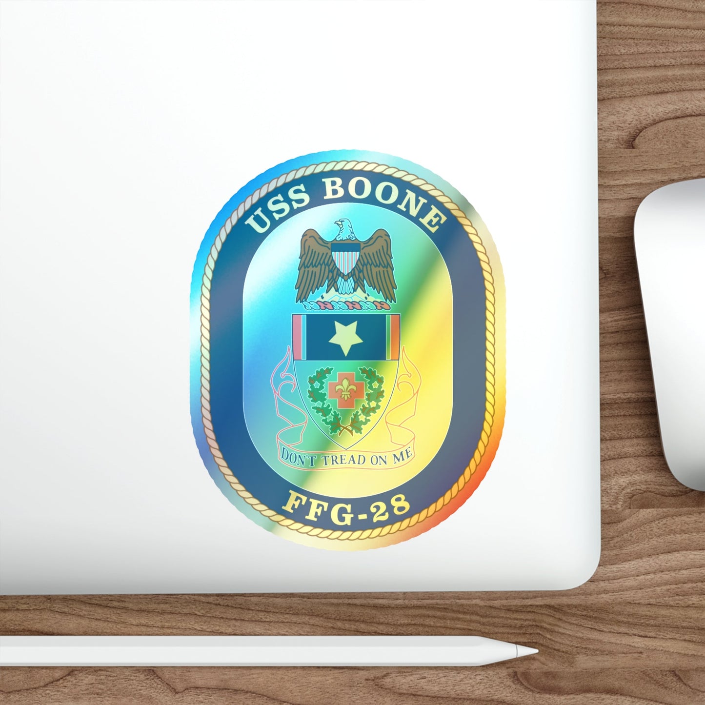 USS Boone FFG 28 (U.S. Navy) Holographic STICKER Die-Cut Vinyl Decal-The Sticker Space