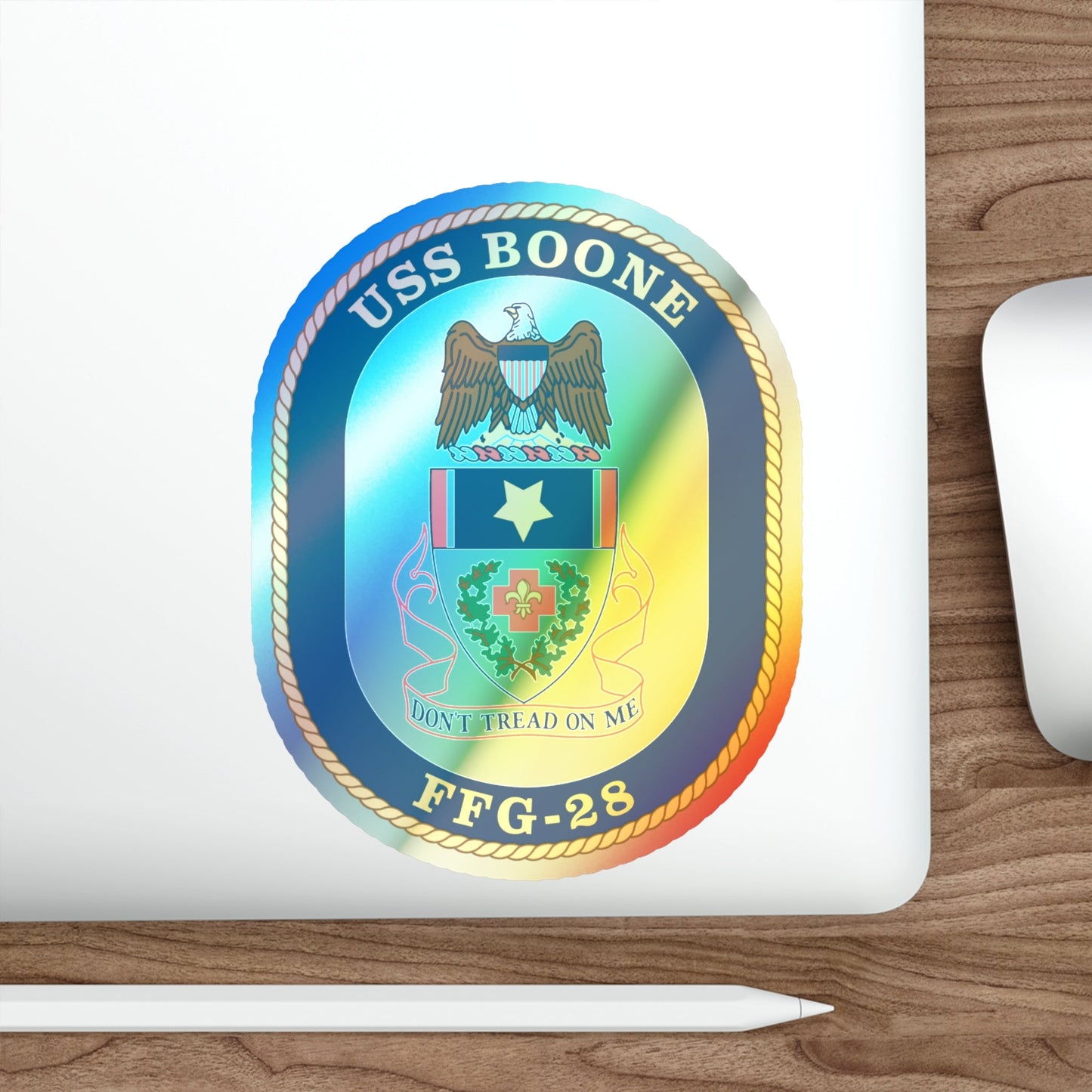 USS Boone FFG 28 (U.S. Navy) Holographic STICKER Die-Cut Vinyl Decal-The Sticker Space