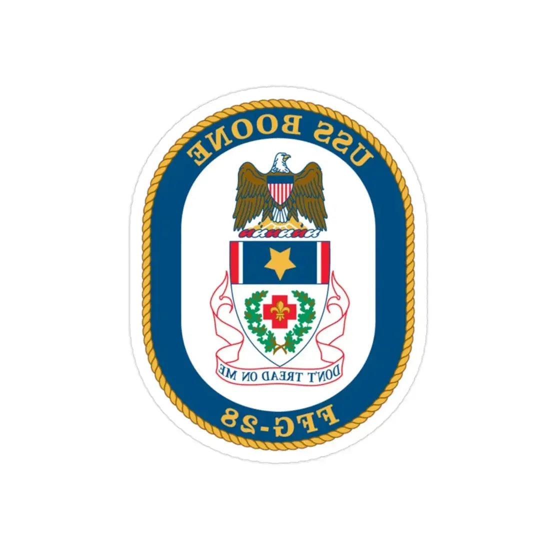 USS Boone FFG 28 (U.S. Navy) REVERSE PRINT Transparent Die-Cut STICKER 2 Inch Die-Cut Transparent - The Sticker Space