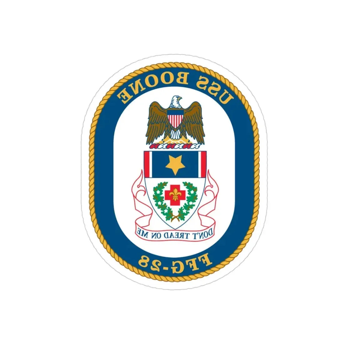 USS Boone FFG 28 (U.S. Navy) REVERSE PRINT Transparent Die-Cut STICKER 3 Inch Die-Cut Transparent - The Sticker Space