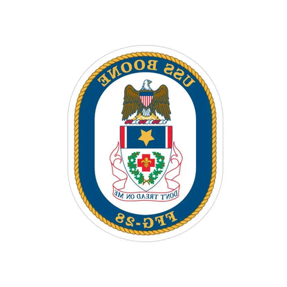 USS Boone FFG 28 (U.S. Navy) REVERSE PRINT Transparent Die-Cut STICKER 3 Inch Die-Cut Transparent - The Sticker Space