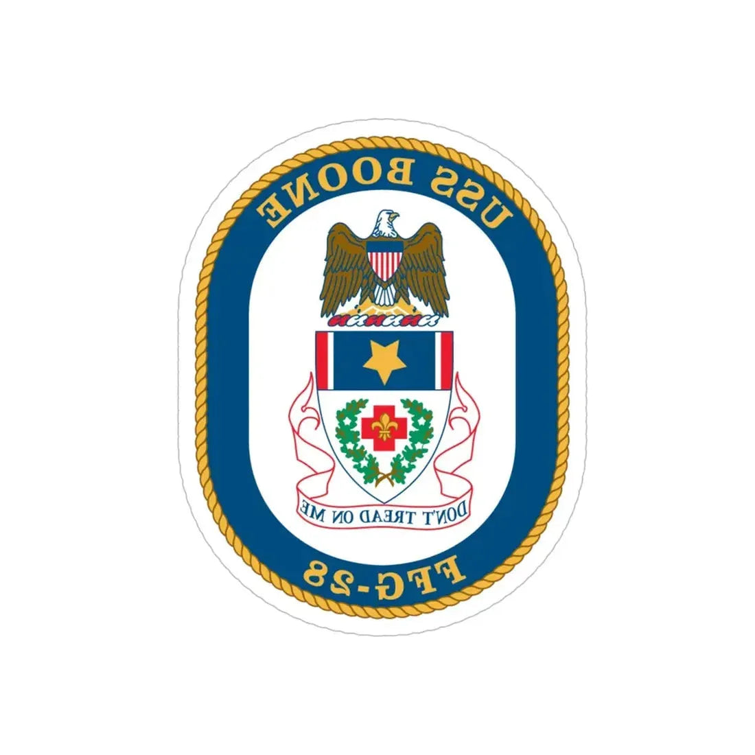 USS Boone FFG 28 (U.S. Navy) REVERSE PRINT Transparent Die-Cut STICKER 5 Inch Die-Cut Transparent - The Sticker Space