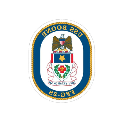 USS Boone FFG 28 (U.S. Navy) REVERSE PRINT Transparent Die-Cut STICKER 5 Inch Die-Cut Transparent - The Sticker Space
