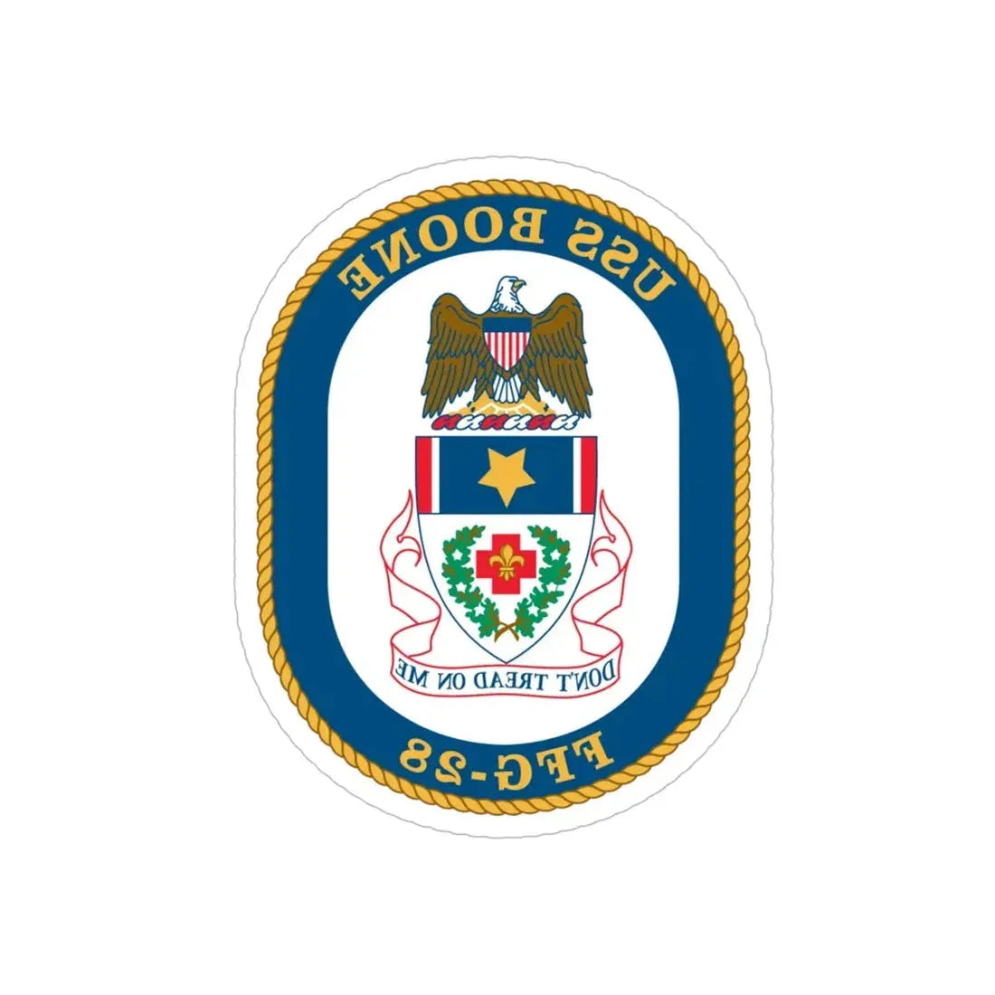 USS Boone FFG 28 (U.S. Navy) REVERSE PRINT Transparent Die-Cut STICKER 6 Inch Die-Cut Transparent - The Sticker Space