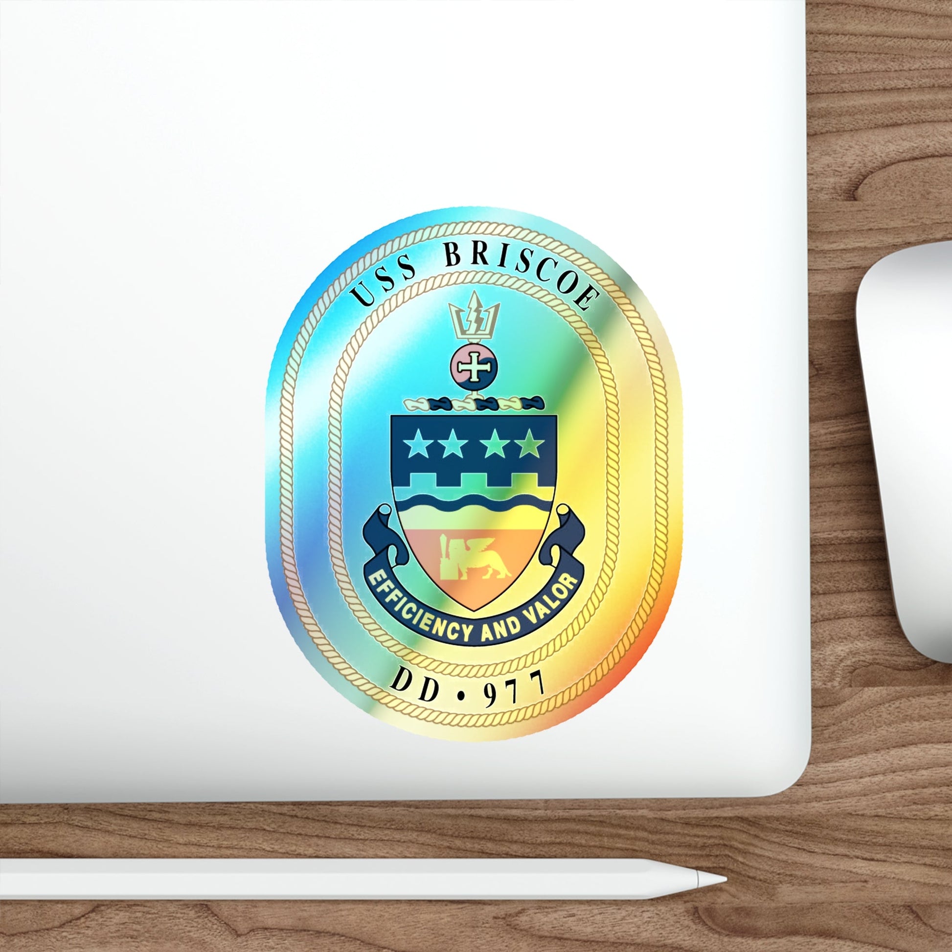 USS Briscoe DD 977 (U.S. Navy) Holographic STICKER Die-Cut Vinyl Decal-The Sticker Space