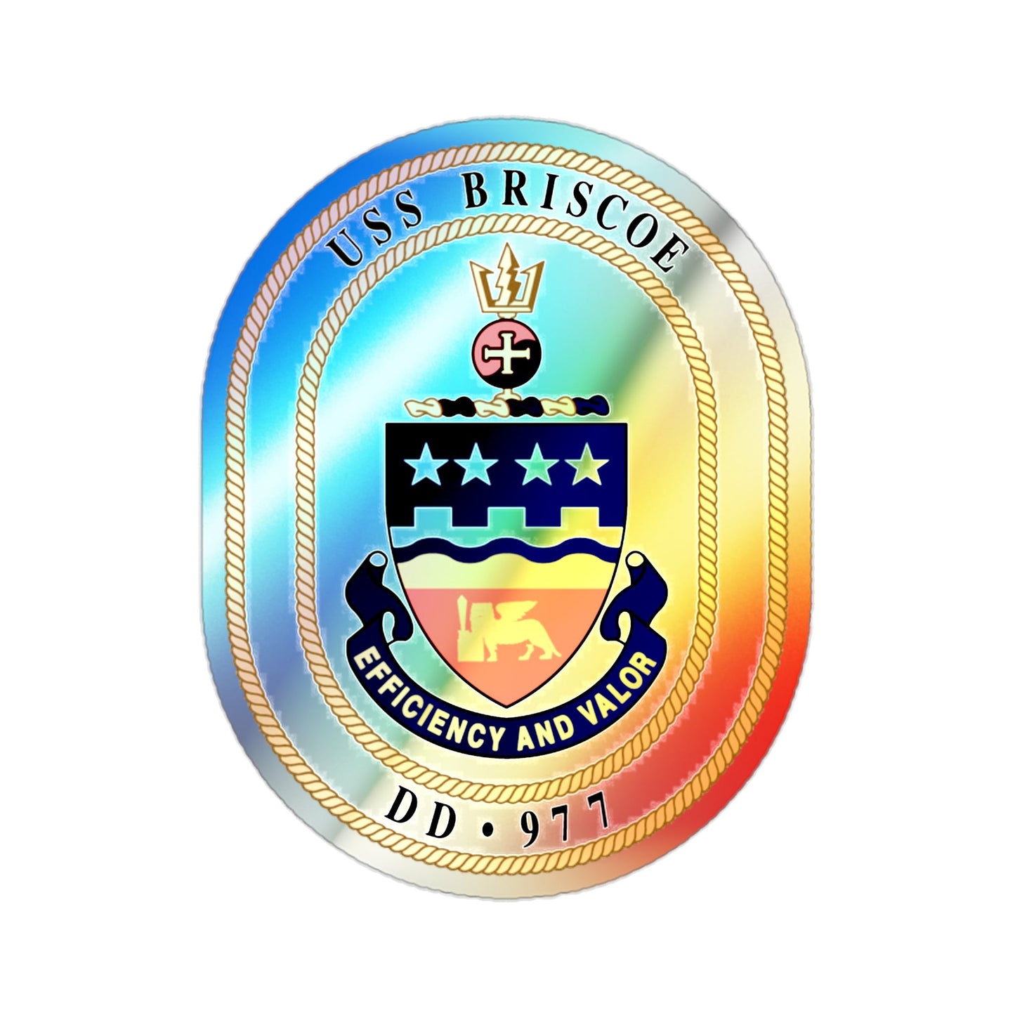 USS Briscoe DD 977 (U.S. Navy) Holographic STICKER Die-Cut Vinyl Decal-2 Inch-The Sticker Space