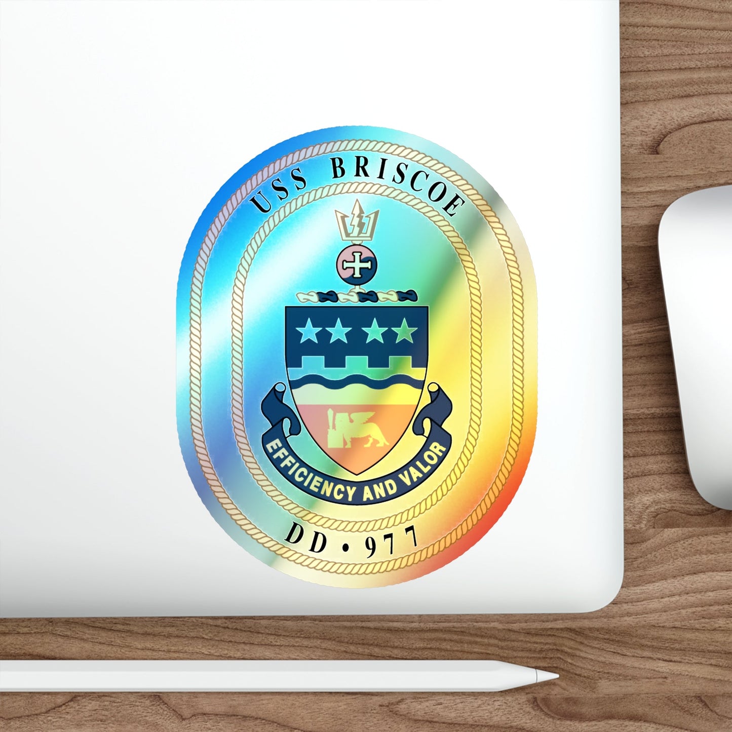 USS Briscoe DD 977 (U.S. Navy) Holographic STICKER Die-Cut Vinyl Decal-The Sticker Space