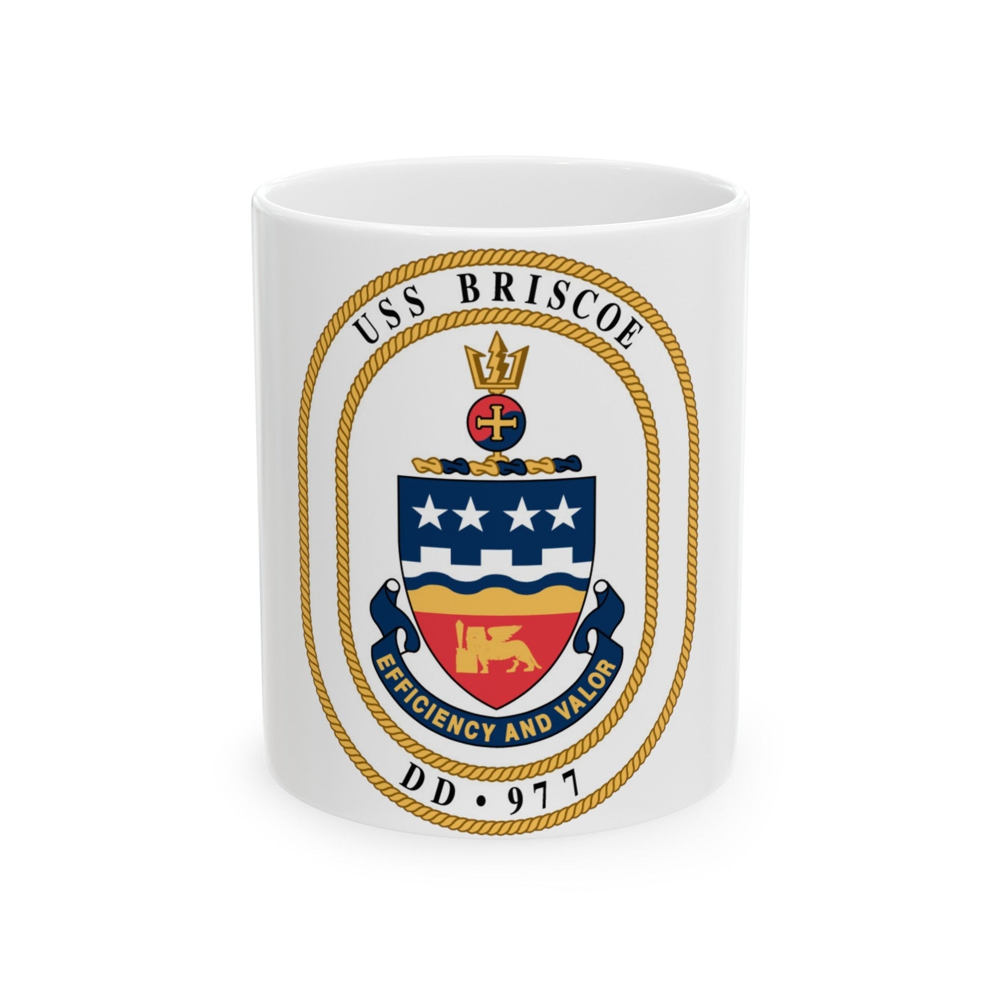 USS Briscoe DD 977 (U.S. Navy) White Coffee Mug-11oz-The Sticker Space