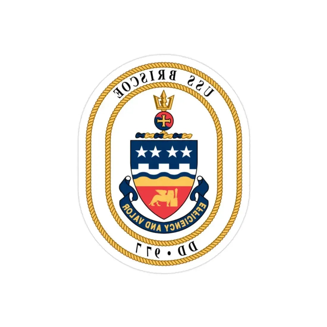 USS Briscoe DD 977 (U.S. Navy) REVERSE PRINT Transparent Die-Cut STICKER 2 Inch Die-Cut Transparent - The Sticker Space