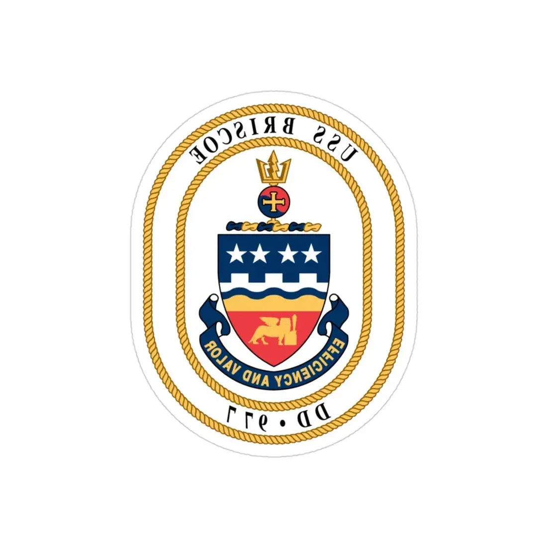 USS Briscoe DD 977 (U.S. Navy) REVERSE PRINT Transparent Die-Cut STICKER 3 Inch Die-Cut Transparent - The Sticker Space