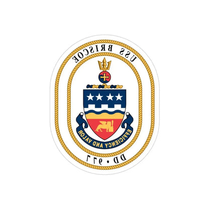 USS Briscoe DD 977 (U.S. Navy) REVERSE PRINT Transparent Die-Cut STICKER 3 Inch Die-Cut Transparent - The Sticker Space