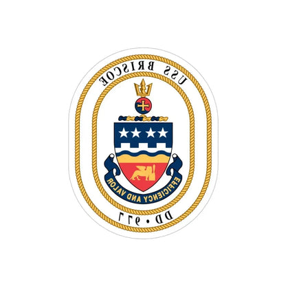 USS Briscoe DD 977 (U.S. Navy) REVERSE PRINT Transparent Die-Cut STICKER 4 Inch Die-Cut Transparent - The Sticker Space