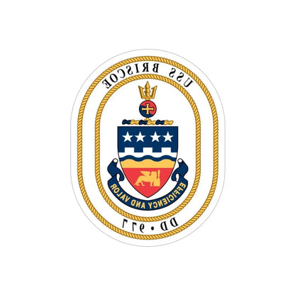 USS Briscoe DD 977 (U.S. Navy) REVERSE PRINT Transparent Die-Cut STICKER 5 Inch Die-Cut Transparent - The Sticker Space